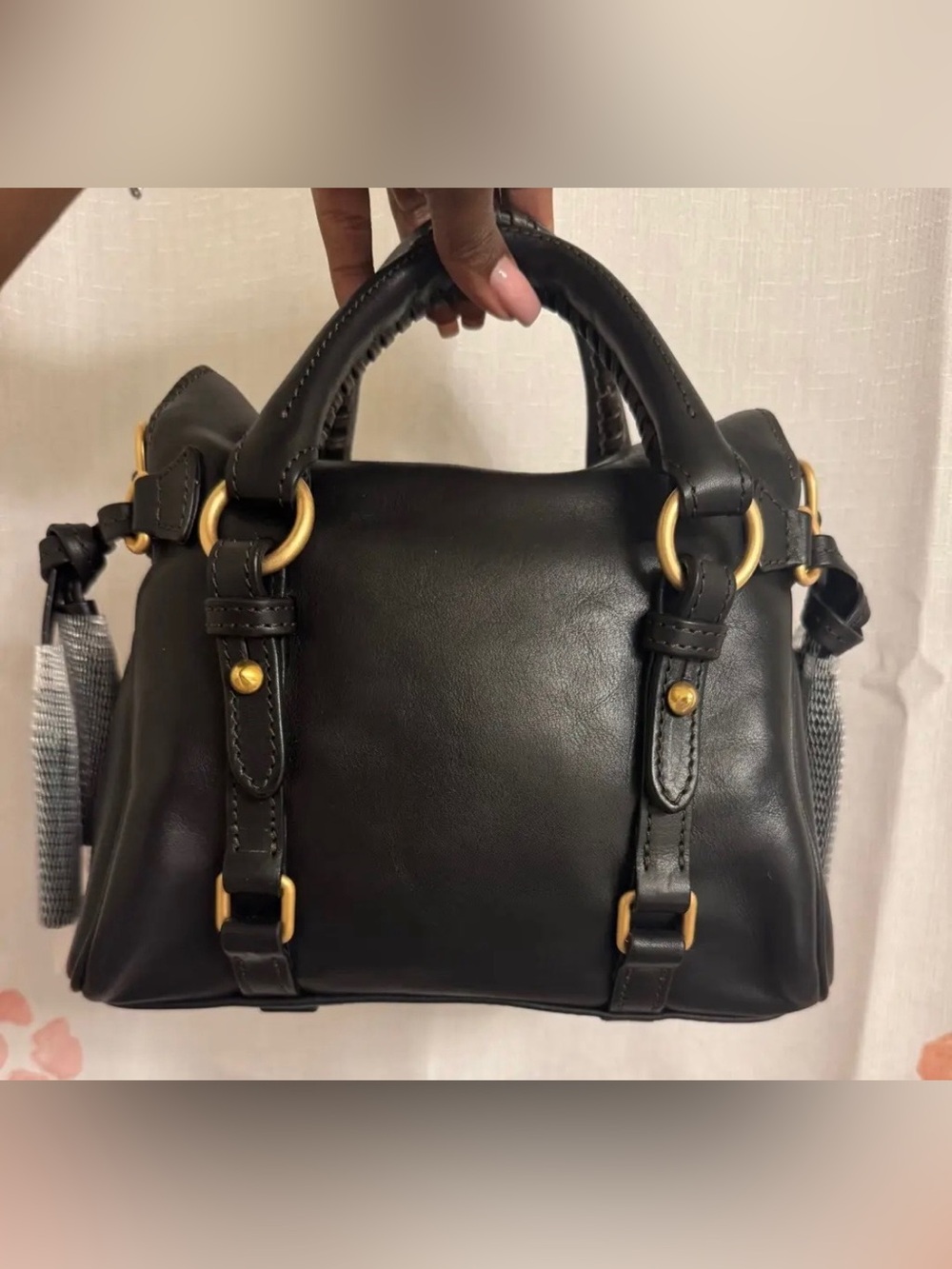 Dooney & Bourke Micro Florentine Black Leather Satchel Handbag New Condition
